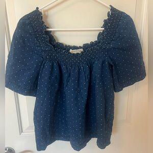 Madewell chambray top with smocking